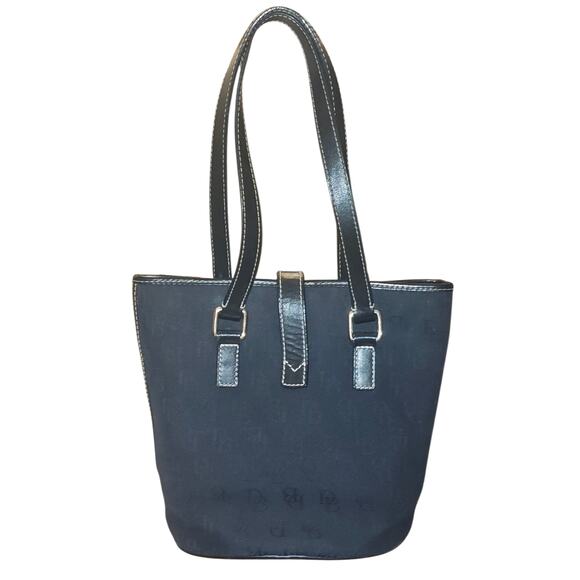 Dooney & Bourke Signature DB Monogram Purse Black Structured Designer Handbag - Picture 2 of 14